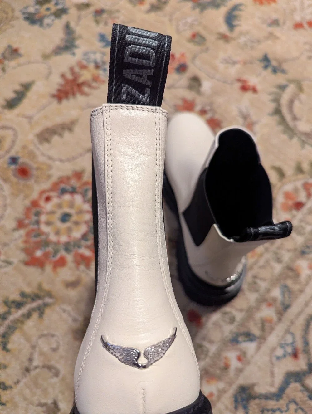 Zadig And Voltaire Ride Stretch White Chelsea Boots
